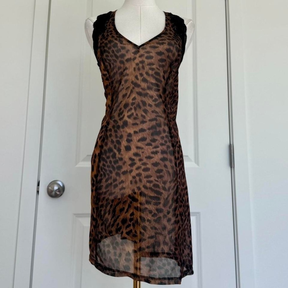 Y2K Indie Sleaze Sheer Animal Print Top Grunge Going Out Alt Girl Party Dress